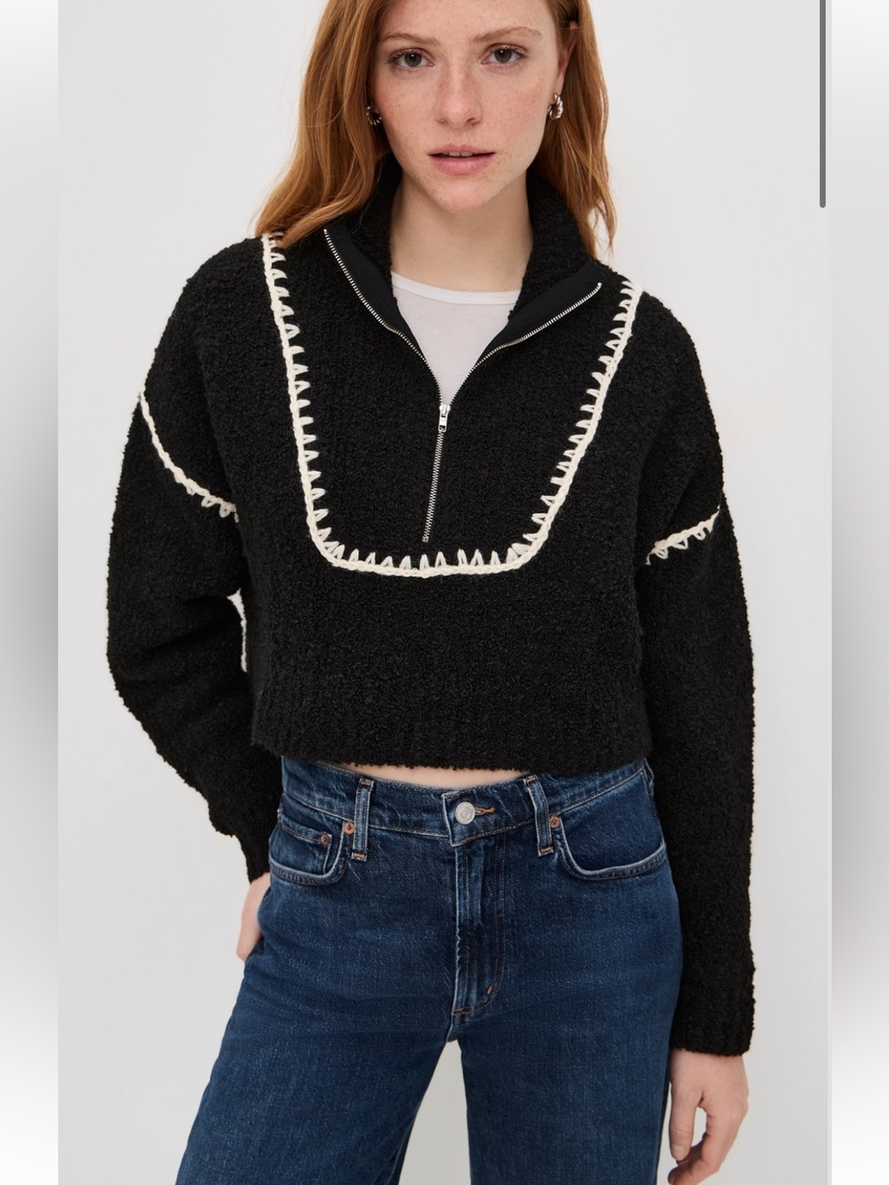 STAUD Cropped Hampton Sweater